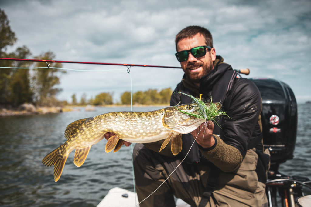 Geoffrey with pike on the fly